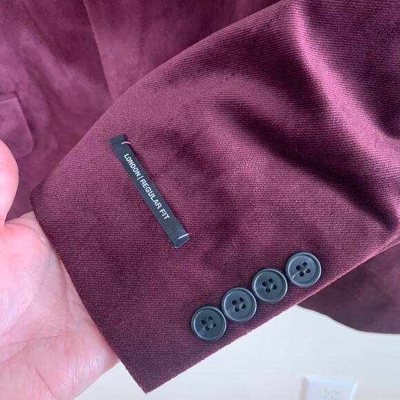 INC International Concepts Size XL Regular Fit Sport Coat Blazer Jacket Burgundy - Picture 5 of 8